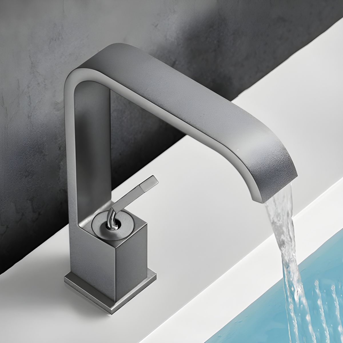 Sylthire | Contemporary Arched Profile Waterfall Bathroom Sink Tap