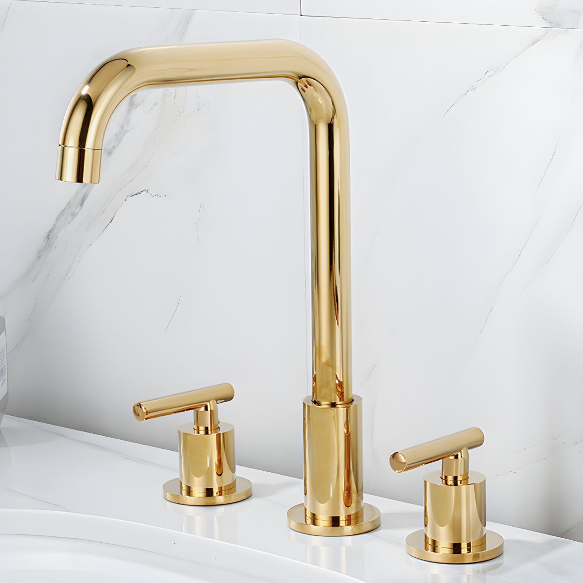 Sylvorne | Modern Tubular Profile Widespread Dual Lever Bathroom Sink Tap