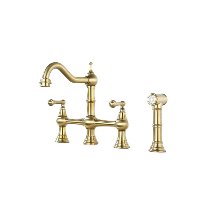 Kalvorth | Modern Dual Lever Low Arc Bridge Kitchen Sink Tap