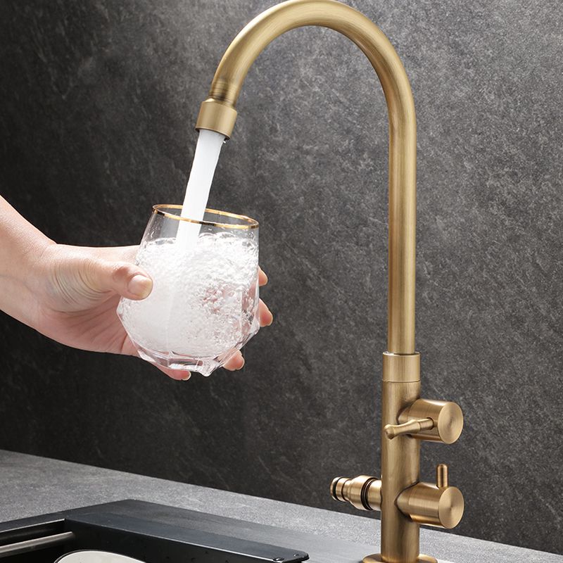 Elduvane | Modern Dual Lever High Arc Gooseneck Kitchen Sink Tap