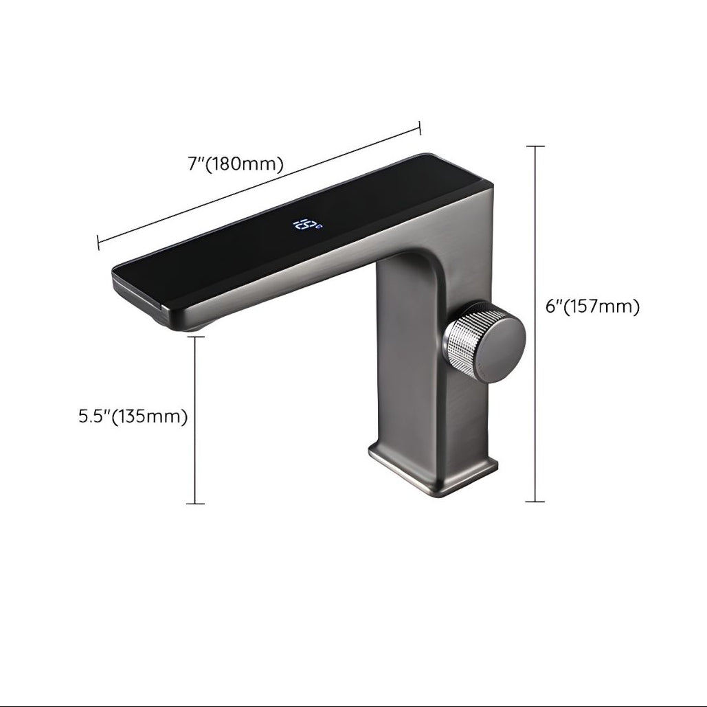 Jovallur | Modern L-Shaped Arched Column Bathroom Sink Tap with Digital Display