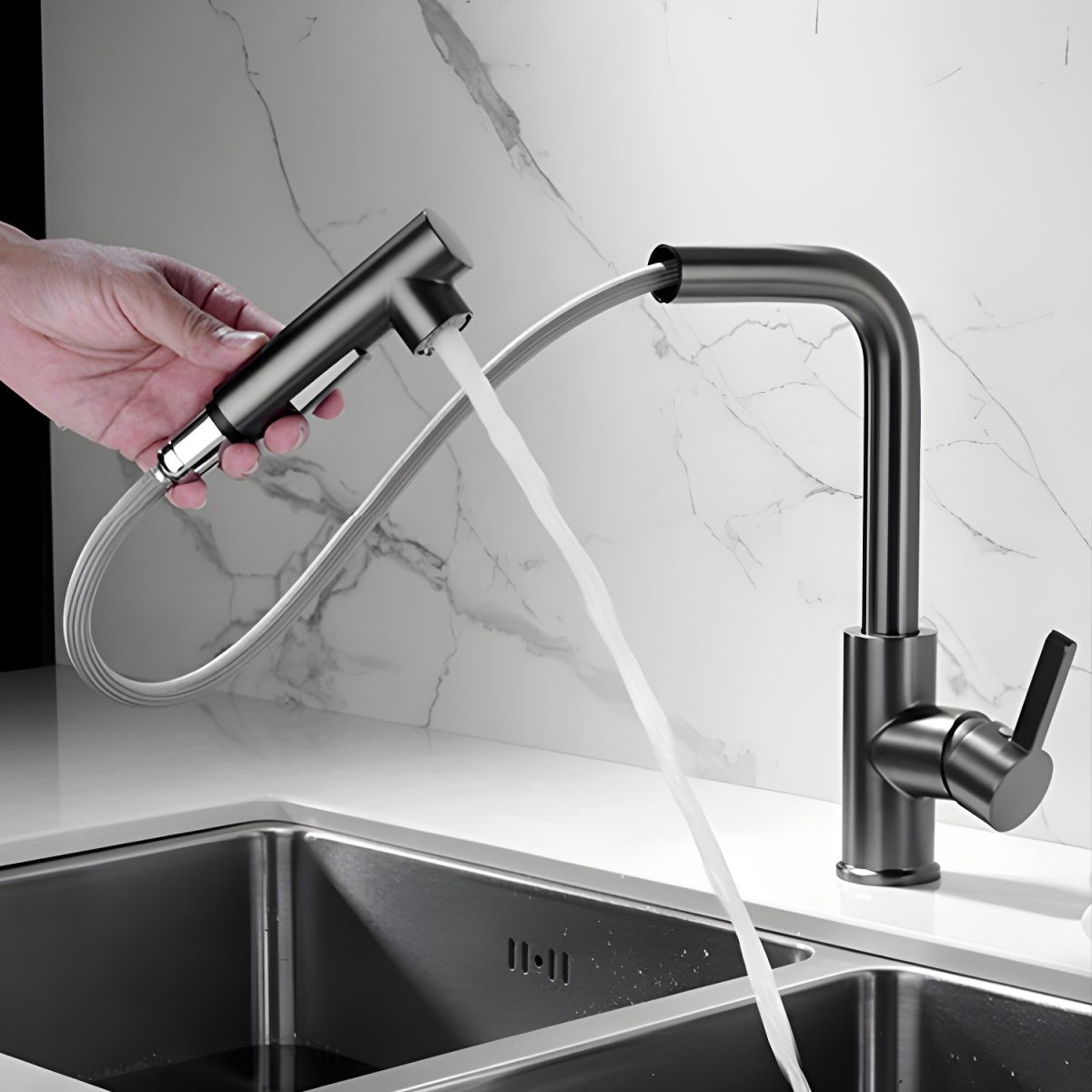 Kalsvige | Modern Profile Retractable Spout Kitchen Sink Mixer Tap