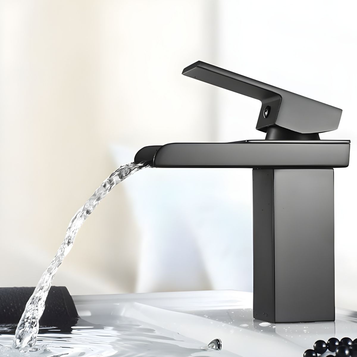 Kestruve | Modern Column Waterfall Spout Bathroom Sink Tap