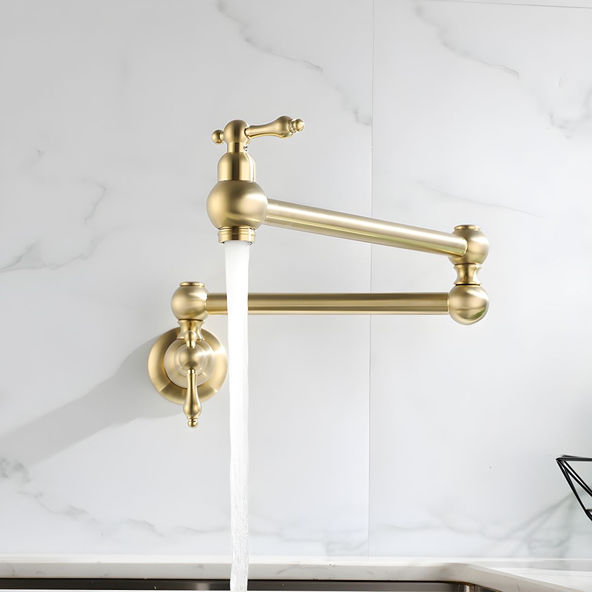Arvikee | Elegant Wall Mounted Articulated Arm Kitchen Pot Filler Tap