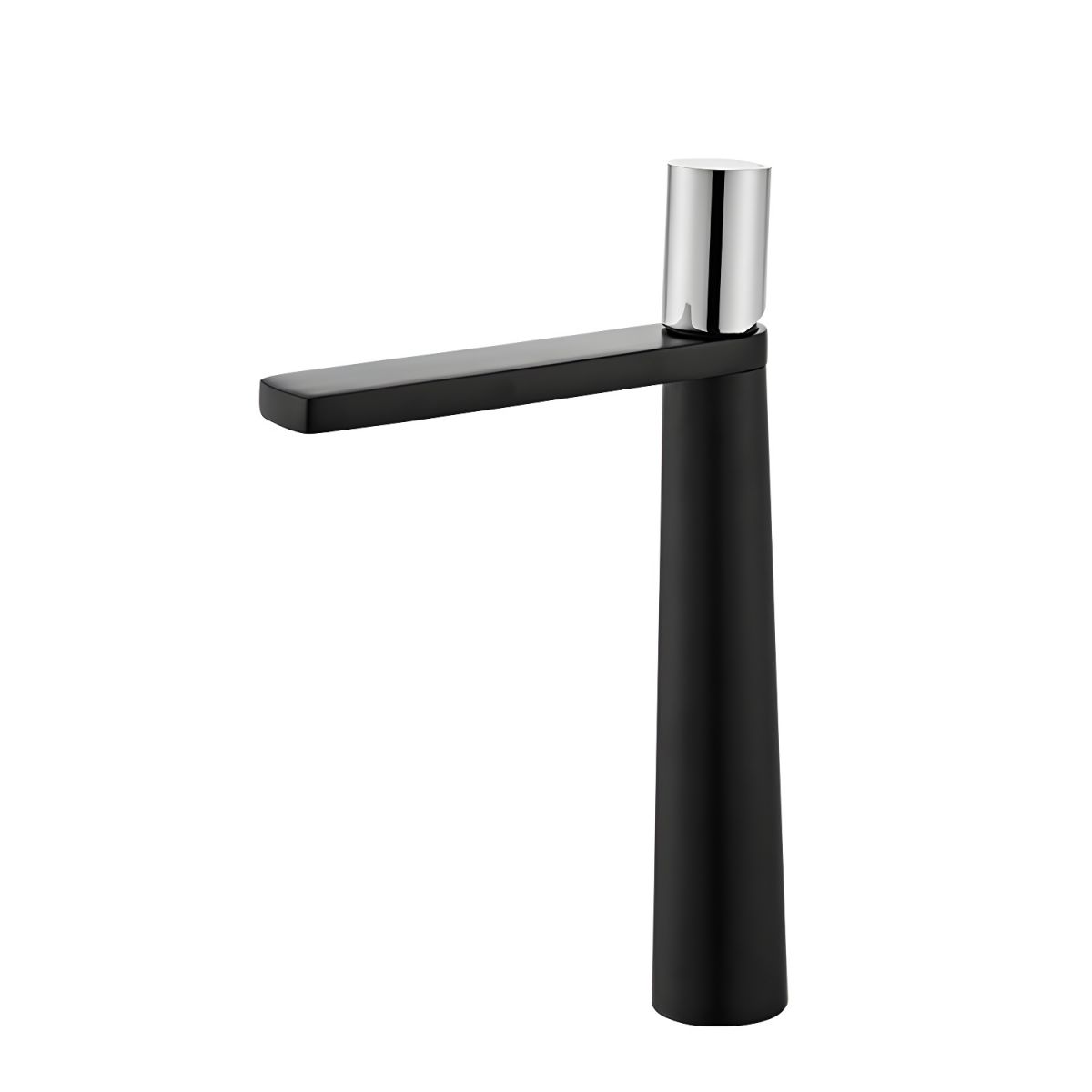 Thalruvne | Modern Cylindrical Silhouette Single Hole Bathroom Sink Tap with Rotary Knob