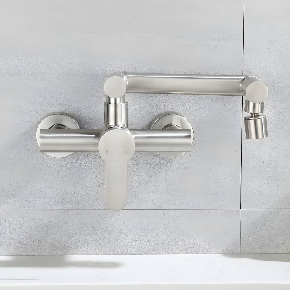 Evalken | Professional Low Profile Folding Arm Pot Filler Kitchen Sink Mixer Tap