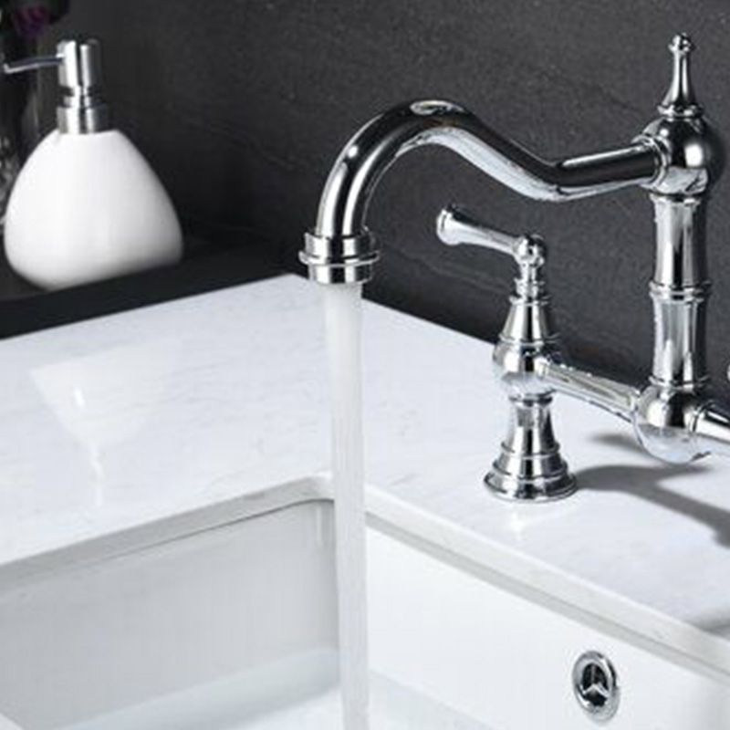 Kalvorth | Modern Dual Lever Low Arc Bridge Kitchen Sink Tap