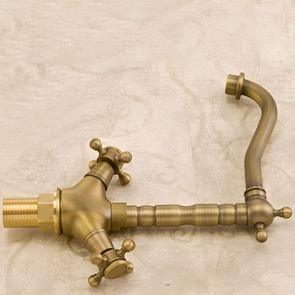 Skovaka | Modern Curved Column Centerset Bathroom Sink Tap with Dual Cross Handles