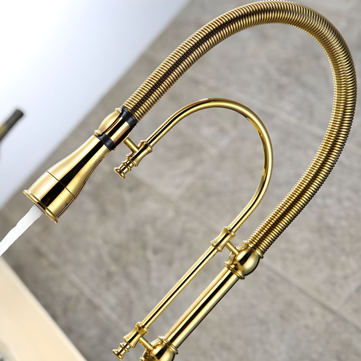Lythavik | Industrial High Arc Spring Spout Pull Down Kitchen Sink Mixer Tap