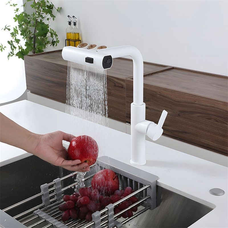 Kalsvane | Nordic L-Shaped Retractable Spout Kitchen Sink Mixer Tap