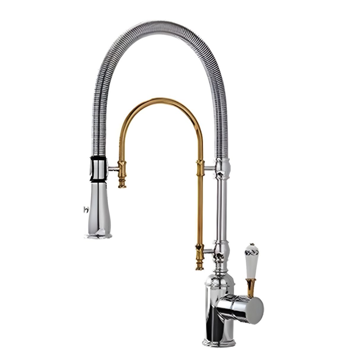 Lythavik | Industrial High Arc Spring Spout Pull Down Kitchen Sink Mixer Tap