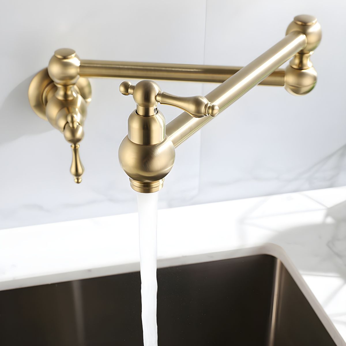 Arvikee | Elegant Wall Mounted Articulated Arm Kitchen Pot Filler Tap