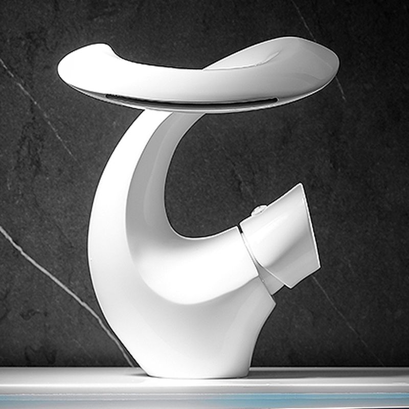 Juvallure | Modern Curved Column Waterfall Spout Bathroom Sink Tap