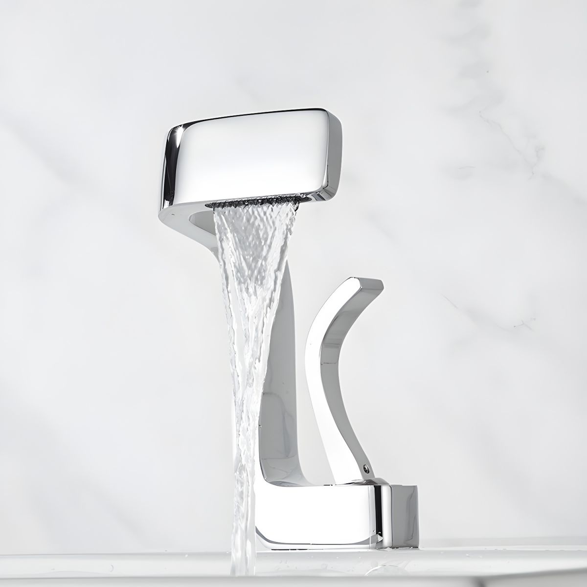 Lythrac | Modern Angular Profile Waterfall Bathroom Basin Tap