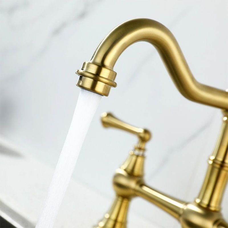 Kalvorth | Modern Dual Lever Low Arc Bridge Kitchen Sink Tap