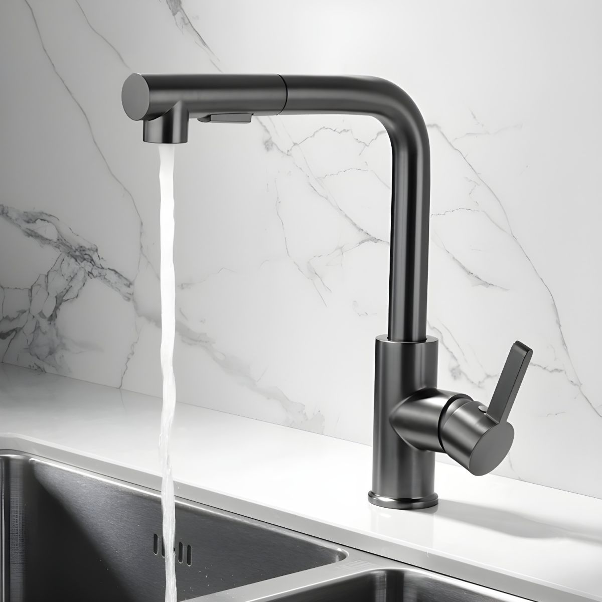 Kalsvige | Modern Profile Retractable Spout Kitchen Sink Mixer Tap