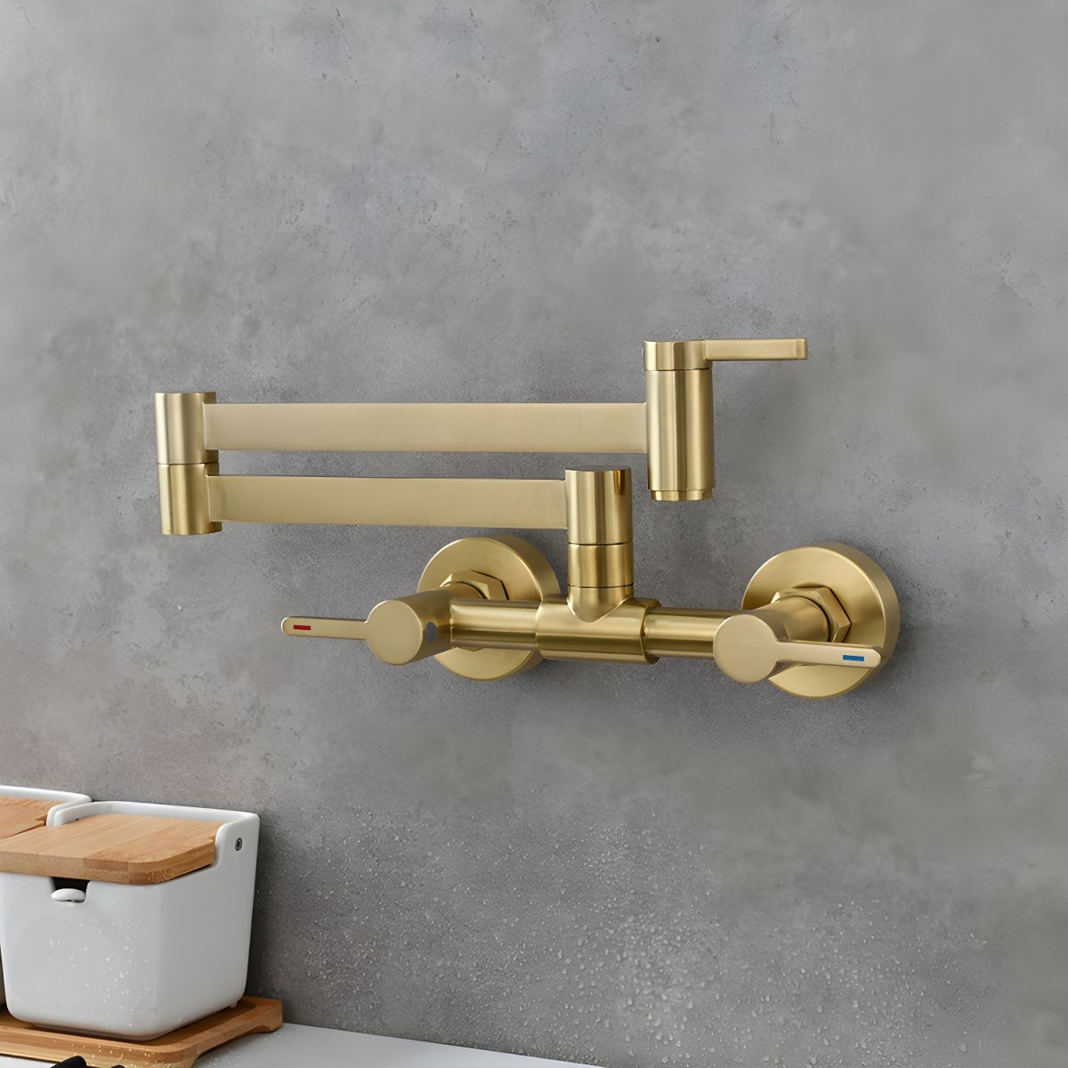 Arviken | Sleek Wall Mounted Folding Arm Pot Filler Kitchen Tap