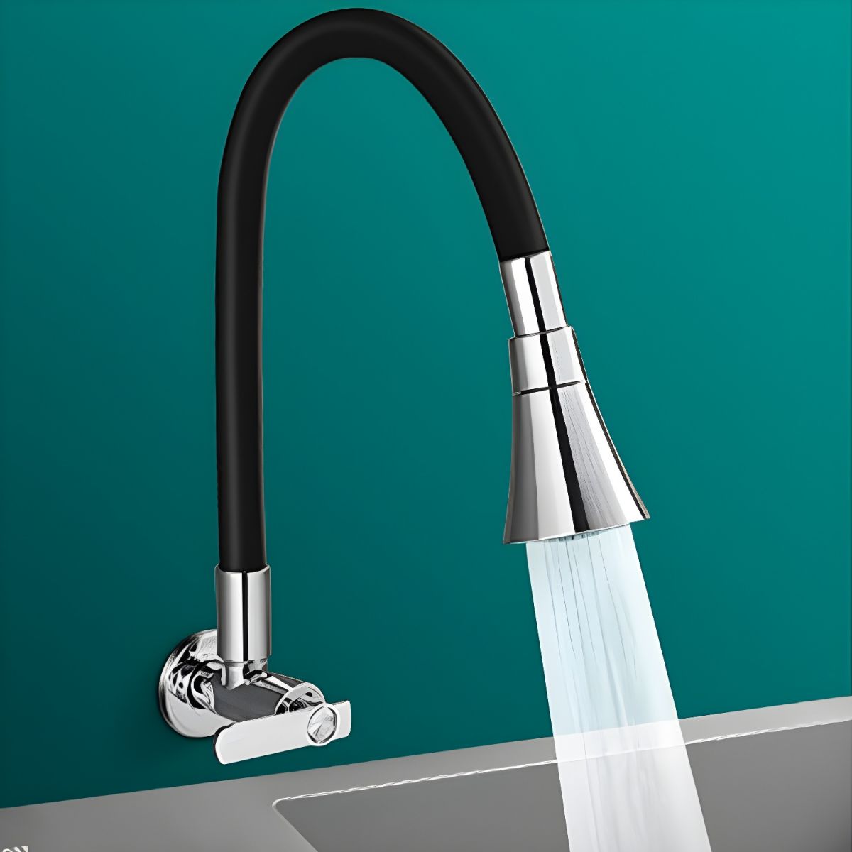 Lythavik | Modern Gooseneck Swivel Spout Wall Mounted Kitchen Tap