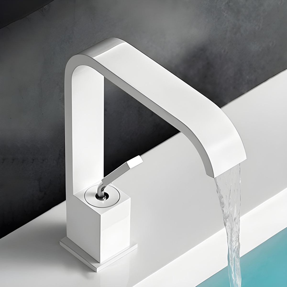 Sylthire | Contemporary Arched Profile Waterfall Bathroom Sink Tap
