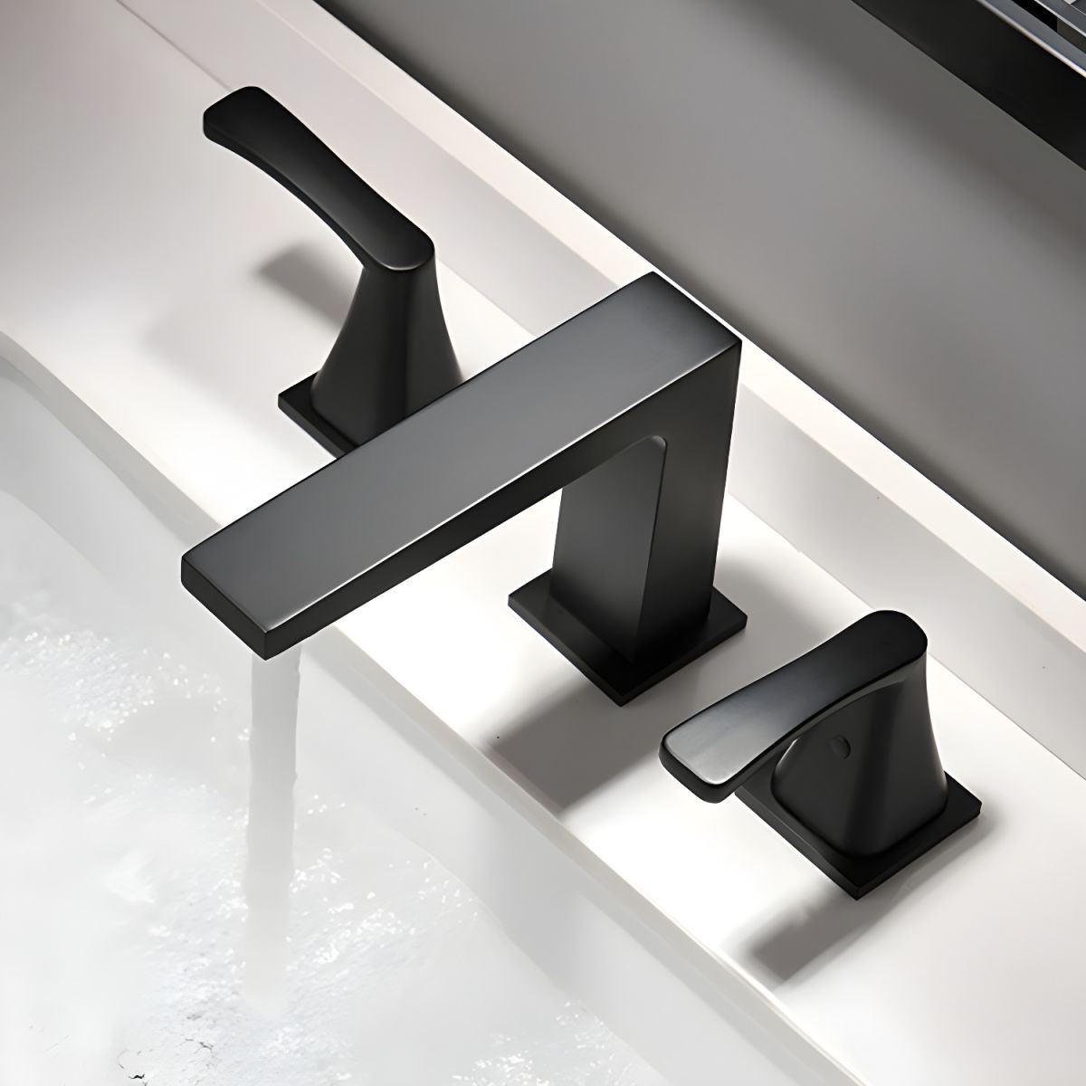 Hjalmar | Widespread Square Silhouette Dual Lever Bathroom Sink Tap