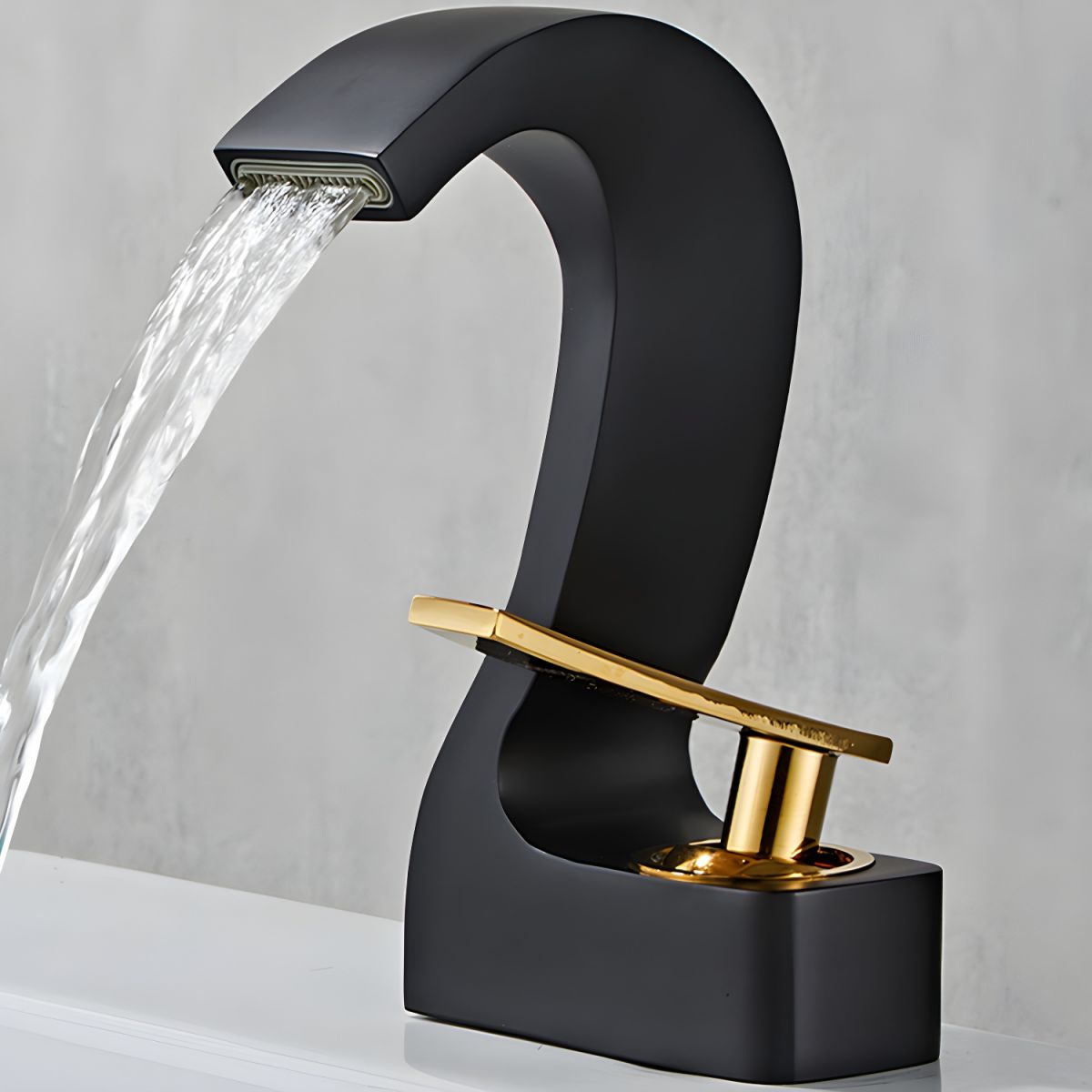 Sylvake | Modern Arched Silhouette Centerset Lever Handle Bathroom Sink Tap