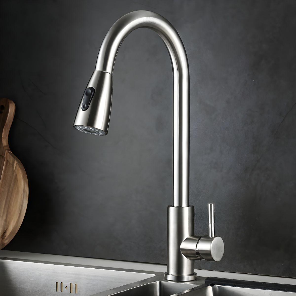 Sylvaka | Modern High Arc Pull Down Swivel Spout Kitchen Sink Mixer Tap
