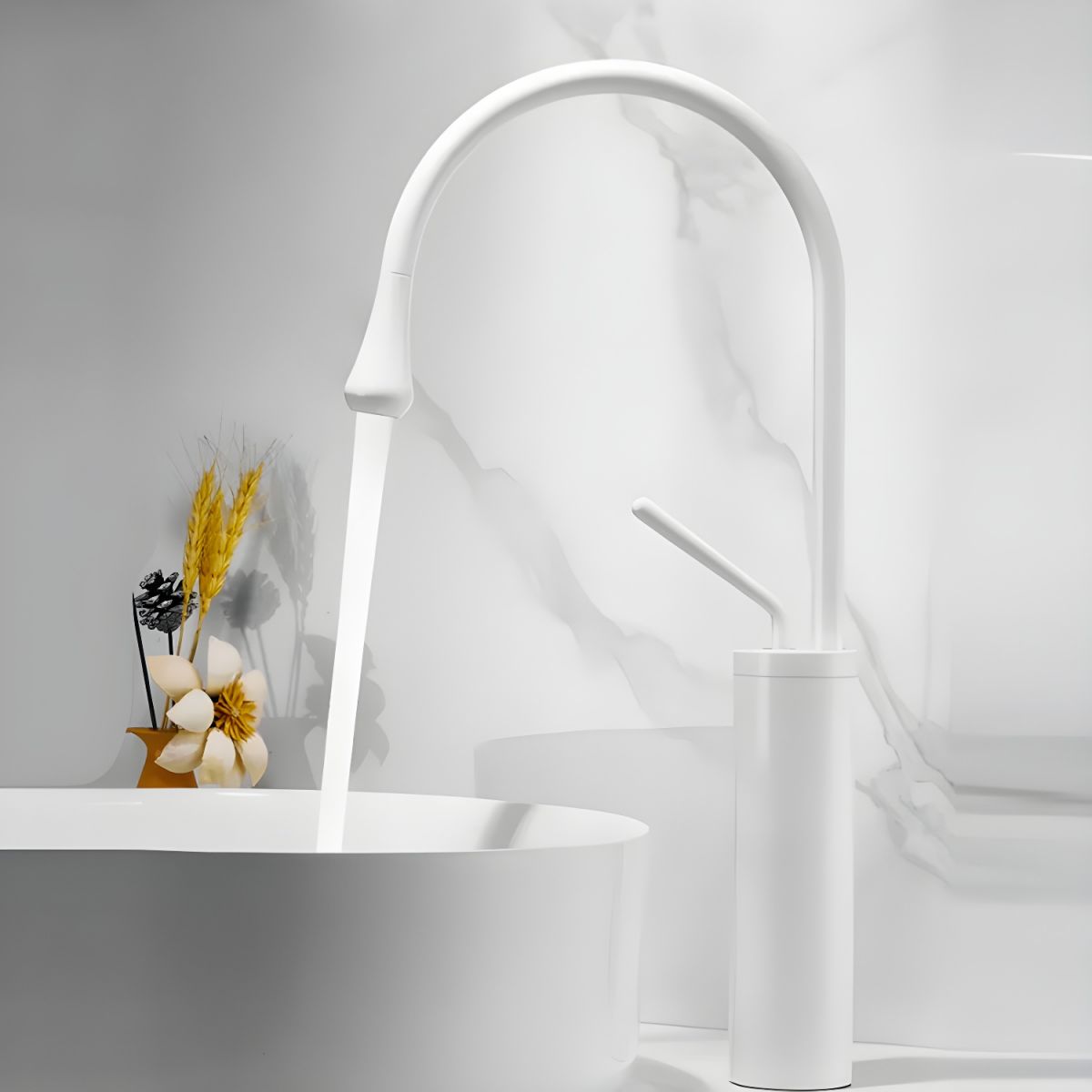 Lyvorne | Modern Circular Swivel Spout Single Lever Vessel Bathroom Basin Tap
