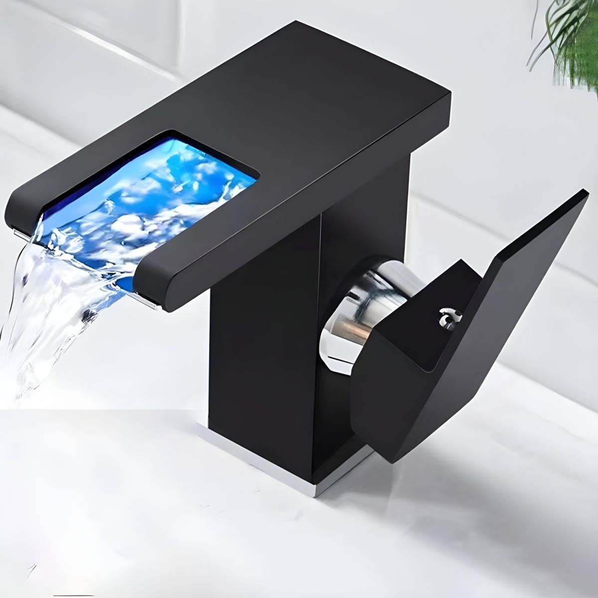 Alvundir | Tall Rectangular Waterfall Spout Bathroom Sink Tap