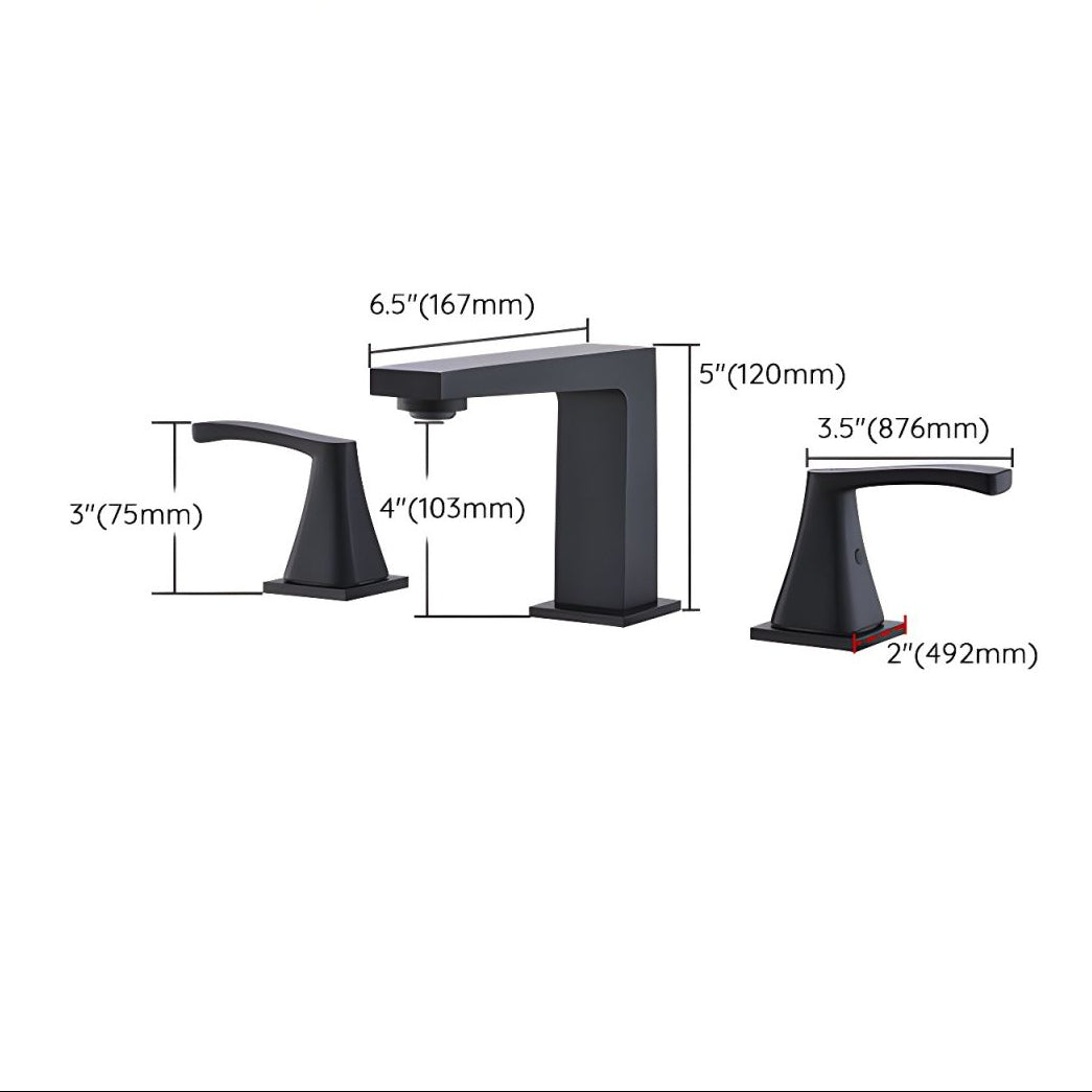 Hjalmar | Widespread Square Silhouette Dual Lever Bathroom Sink Tap