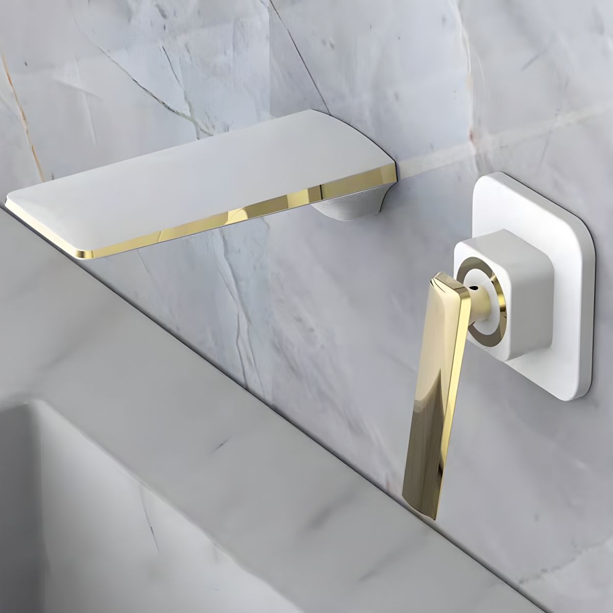 Huvalle | Waterfall Spout Wall Mounted Bathroom Basin Tap