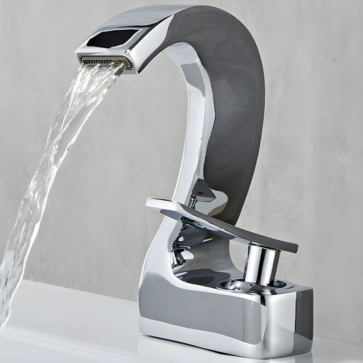 Sylvake | Modern Arched Silhouette Centerset Lever Handle Bathroom Sink Tap