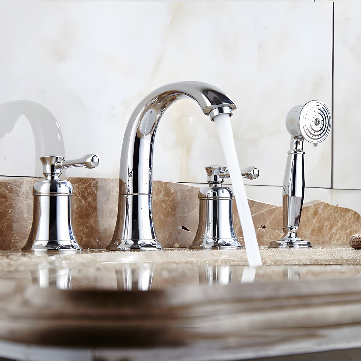 Alsvill | Luxury High Arc Spout Widespread Knob Handle Bathroom Tap