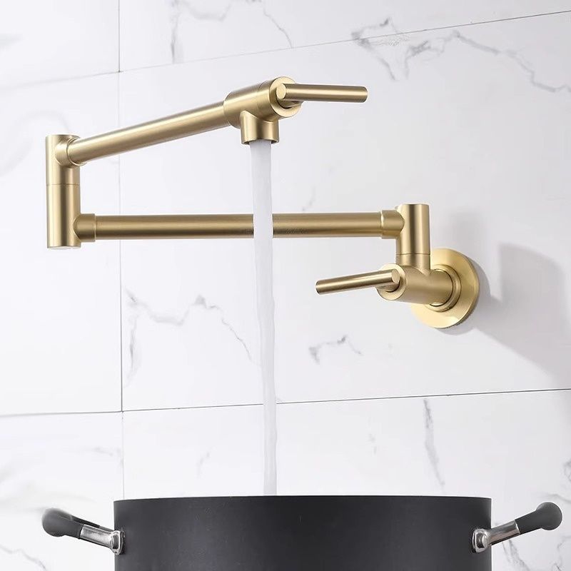 Oksvane | Wall Mounted Folding Arm Dual Lever Pot Filler Kitchen Tap