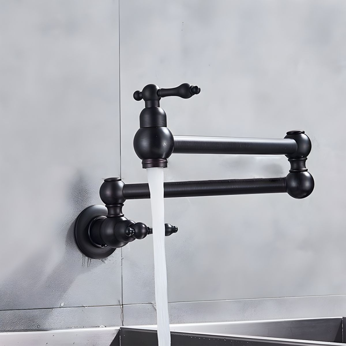 Arvikee | Elegant Wall Mounted Articulated Arm Kitchen Pot Filler Tap