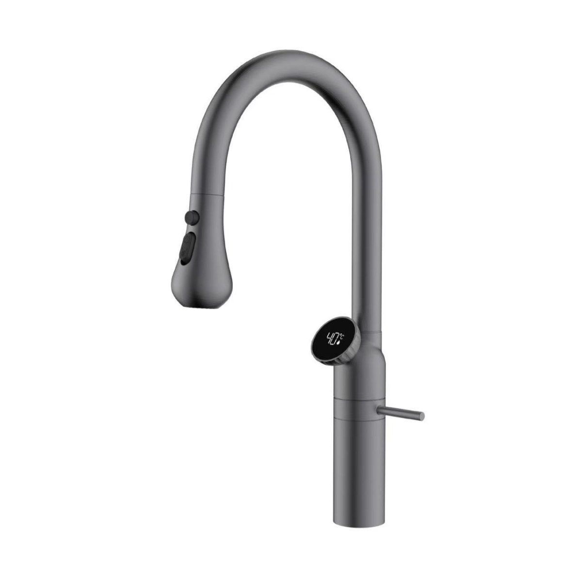 Syltara | Professional Arched Retractable Spout Kitchen Mixer Tap with Temperature Display