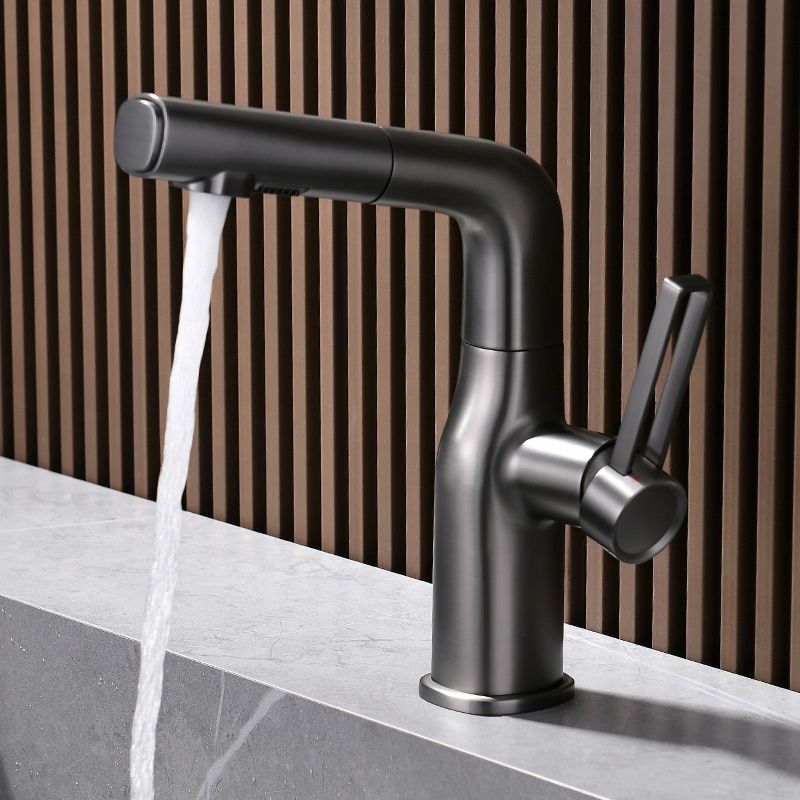 Mysivalla | Modern Curved Column Bathroom Sink Tap with Retractable Spout