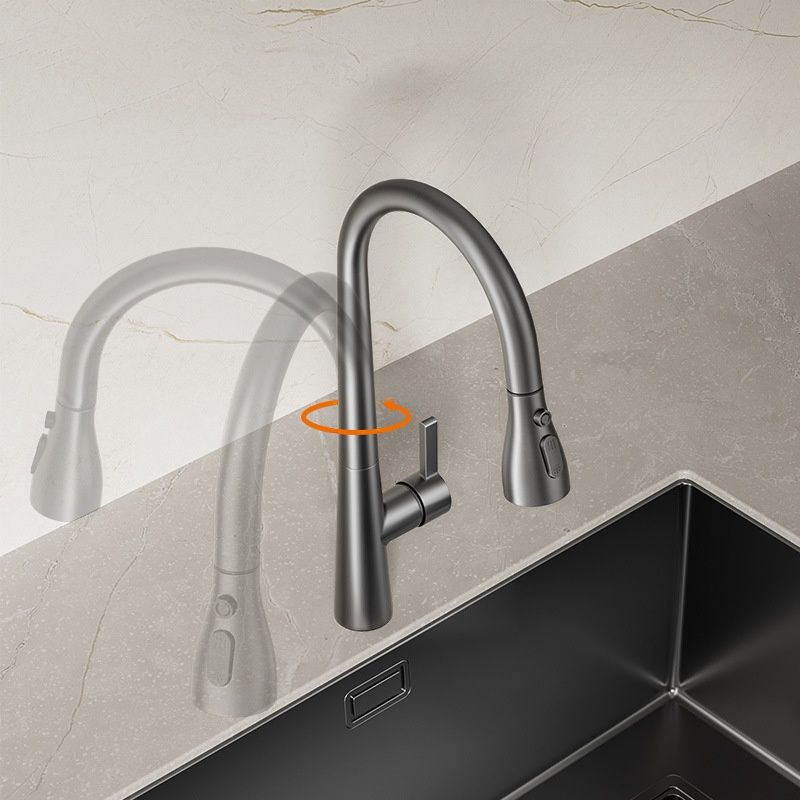 Lyvrune | Professional Arched Profile Retractable Spout Kitchen Sink Mixer Tap