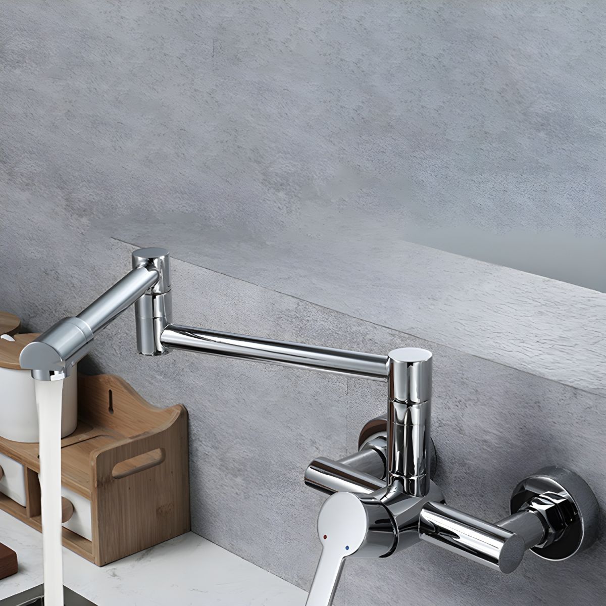 Alsvior | Modern Wall Mounted Articulated Arm Kitchen Pot Filler Mixer Tap
