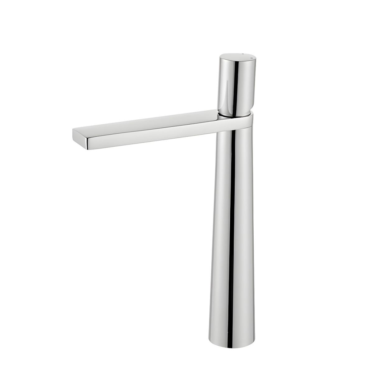 Thalruvne | Modern Cylindrical Silhouette Single Hole Bathroom Sink Tap with Rotary Knob