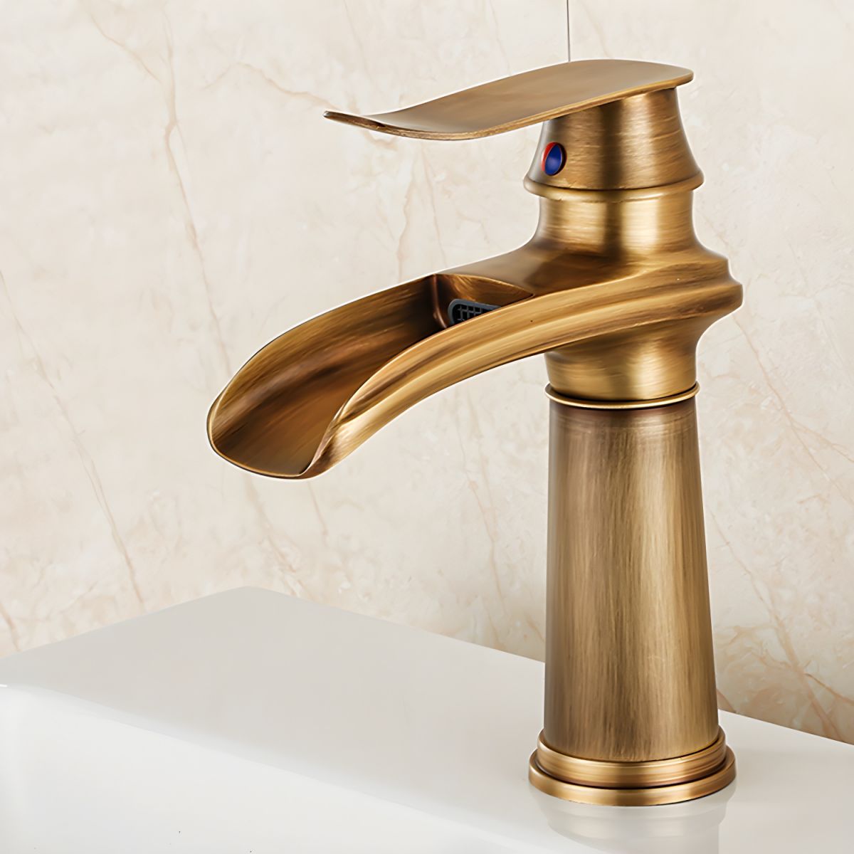 Sylthiro | Contemporary Arched Profile Waterfall Spout Vessel Bathroom Tap