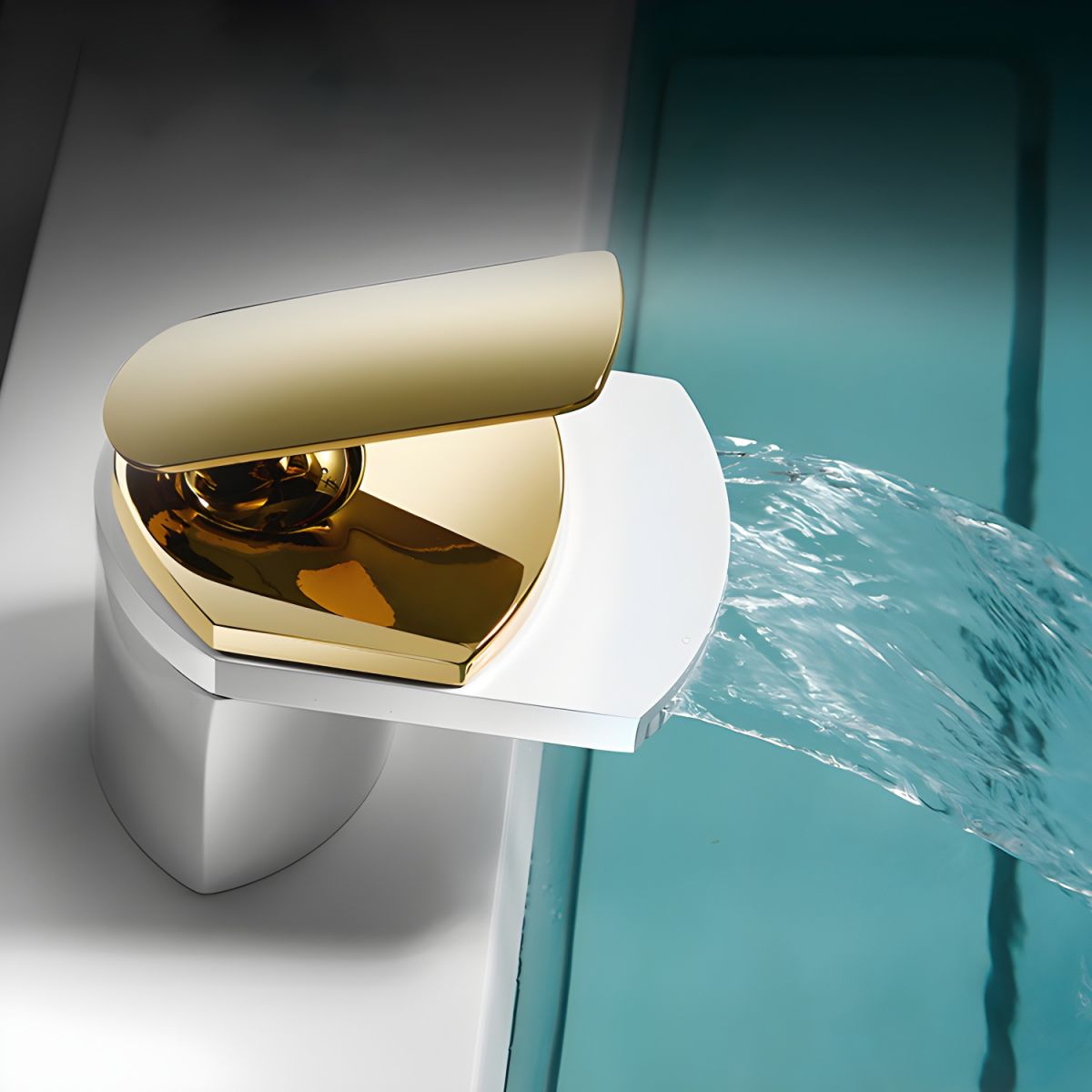 Kystrune | Modern Sloped Silhouette Waterfall Bathroom Sink Tap
