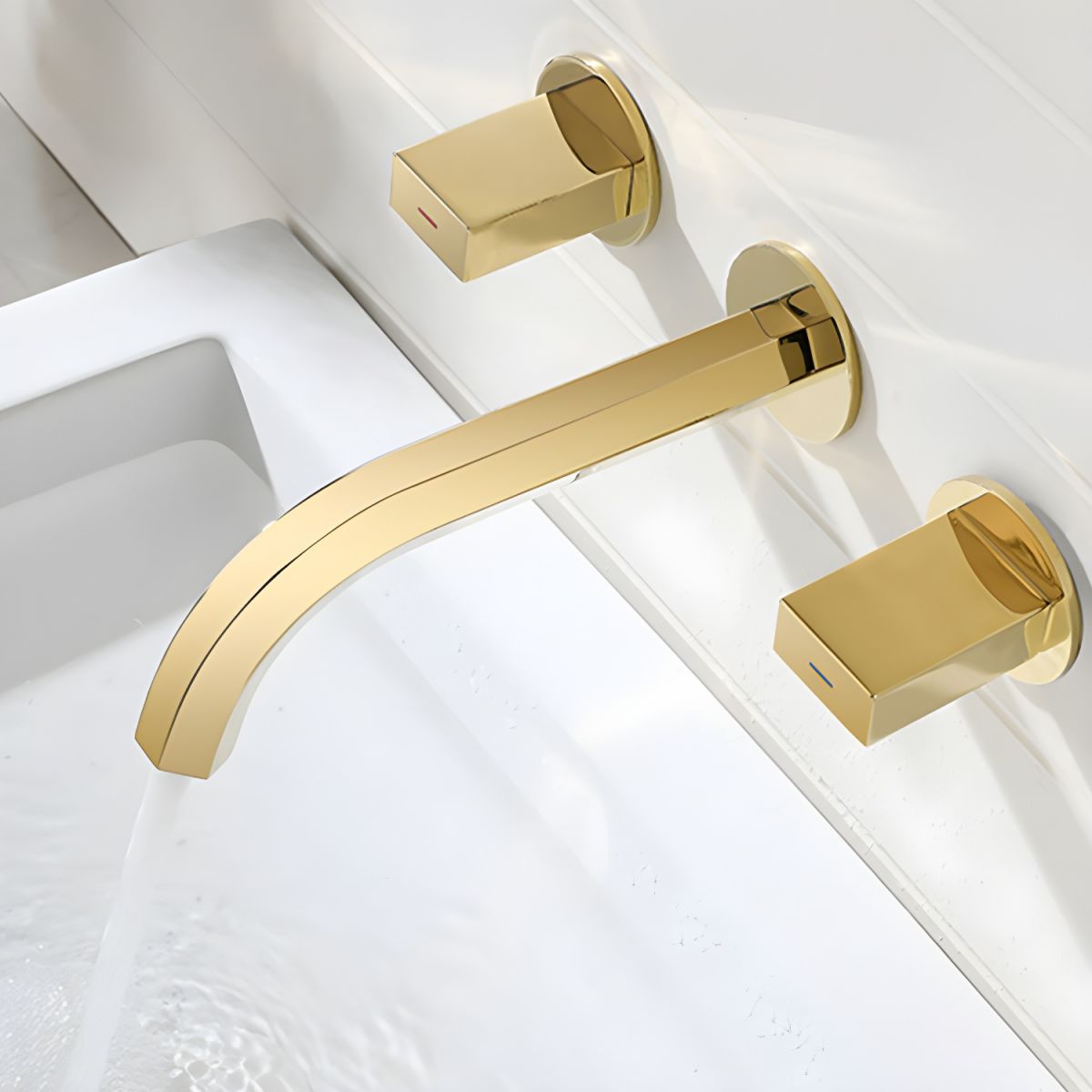 Juvallur | Modern Curved Profile Wall Mounted Bathroom Tap with Dual Knobs