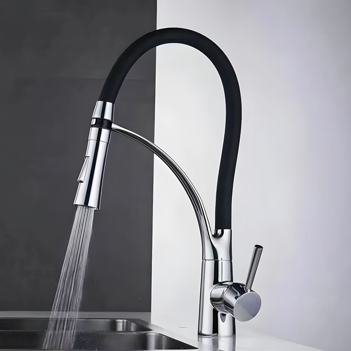 Arvidem | Modern High Arc Pull Down Spring Spout Kitchen Sink Mixer Tap