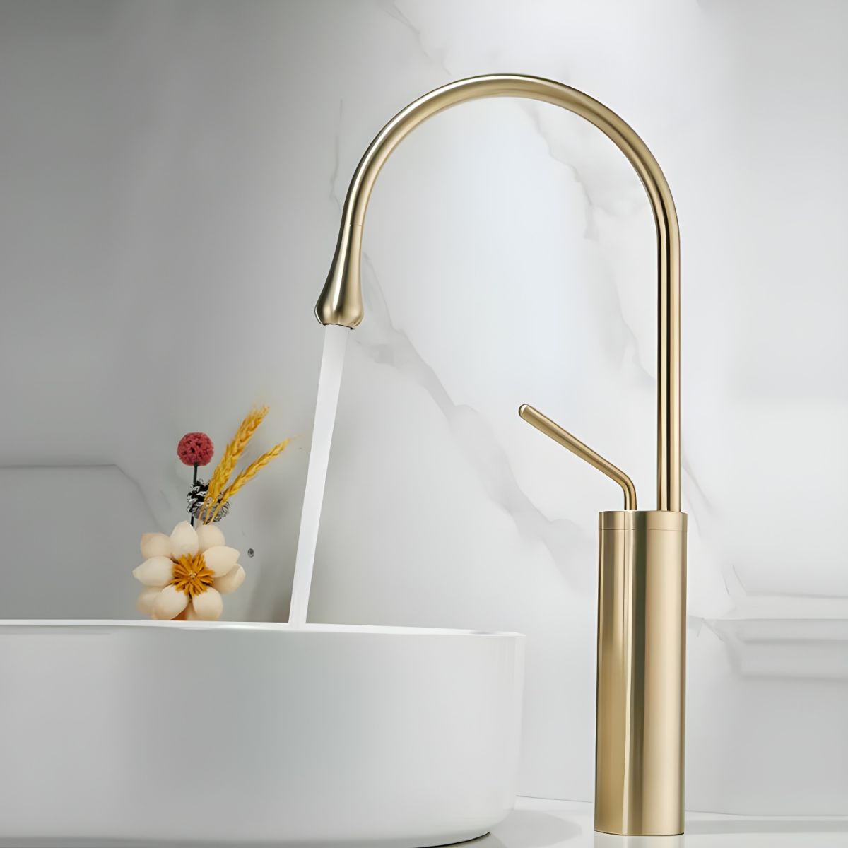 Lyvorne | Modern Circular Swivel Spout Single Lever Vessel Bathroom Basin Tap
