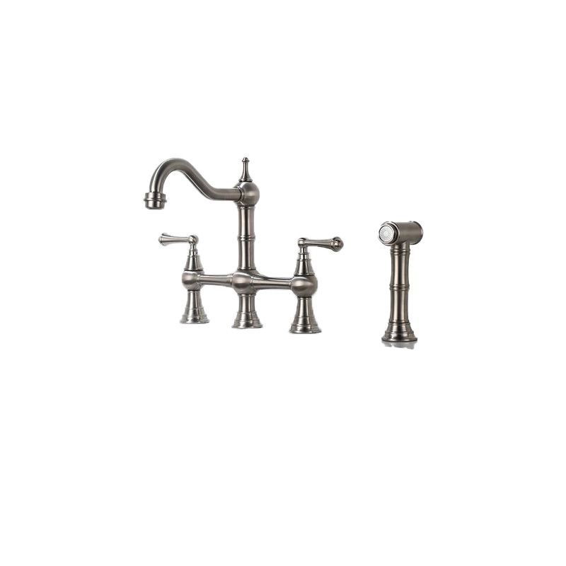 Kalvorth | Modern Dual Lever Low Arc Bridge Kitchen Sink Tap