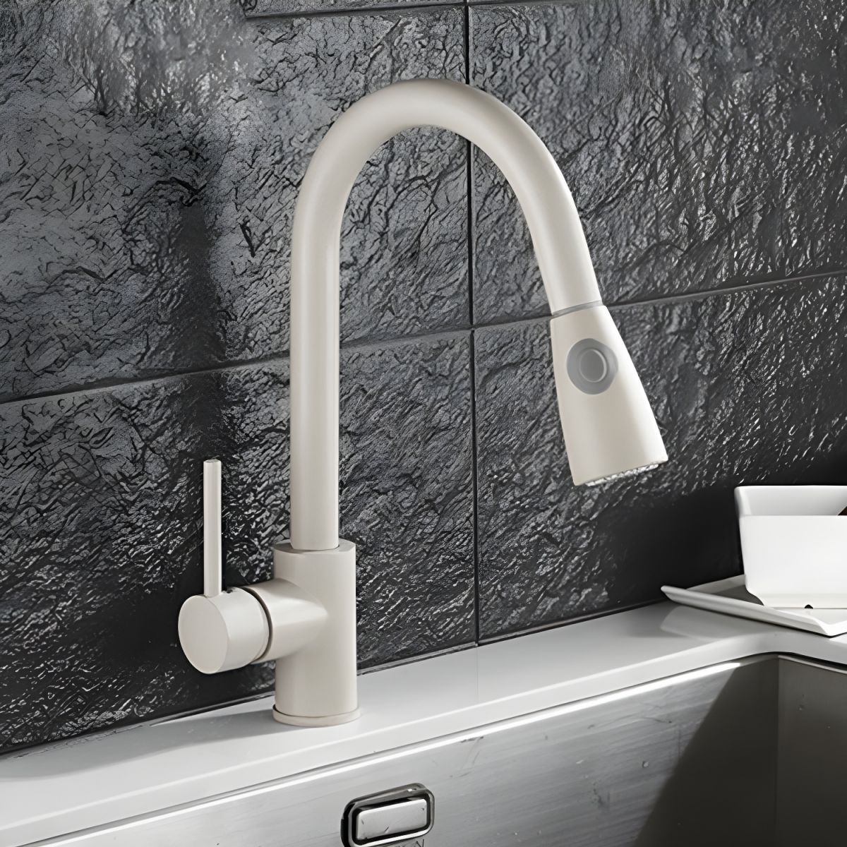 Arsvige | High Arc Pull Down Sprayer Swivel Spout Kitchen Sink Mixer Tap