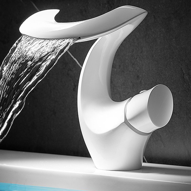 Juvallure | Modern Curved Column Waterfall Spout Bathroom Sink Tap