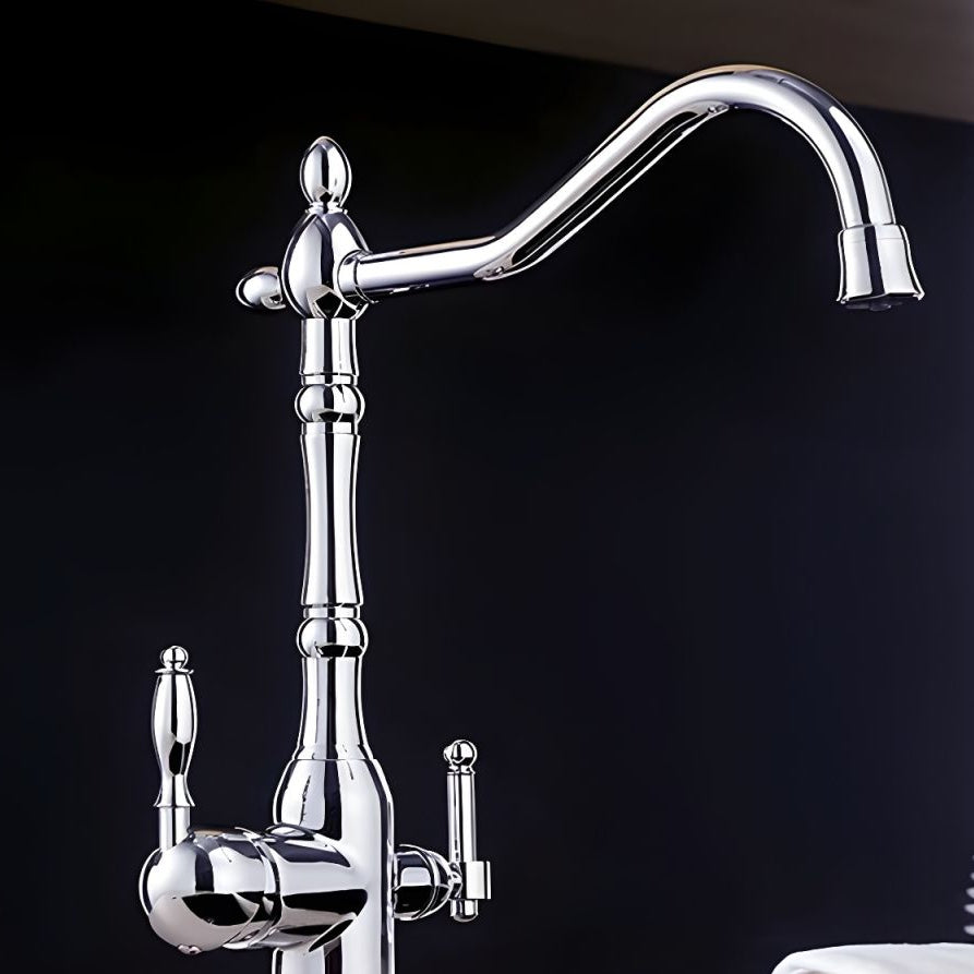 Halvarden | Classic Tall Arched Profile Two Handle Kitchen Sink Mixer Tap