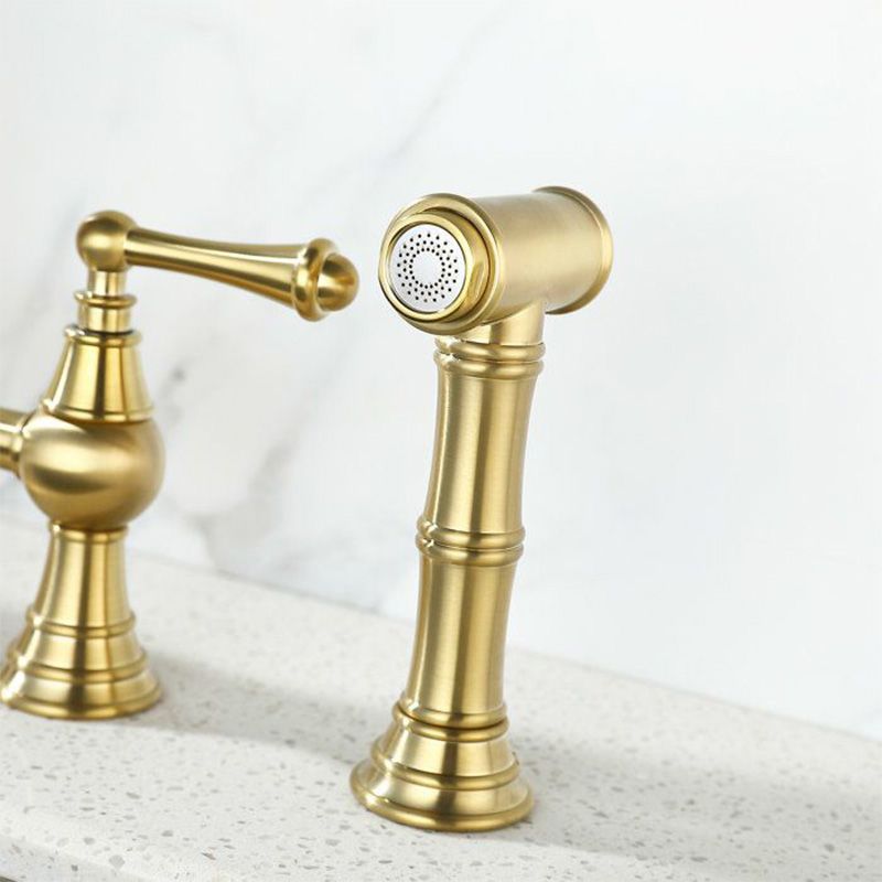 Kalvorth | Modern Dual Lever Low Arc Bridge Kitchen Sink Tap