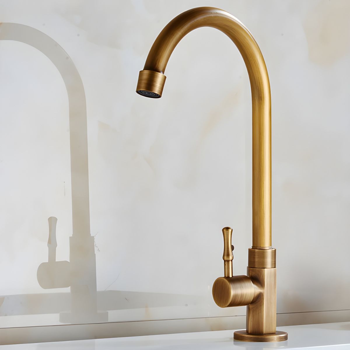 Lythavik | Elegant Gooseneck High Arc Kitchen Sink Mixer Tap with Lever